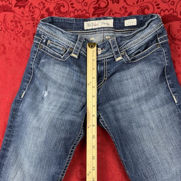 Buckle BKE Payton Jeans Womens 27RX29.5" Denim Whiskers Low Rise Thick Stitch - Picture 11 of 14